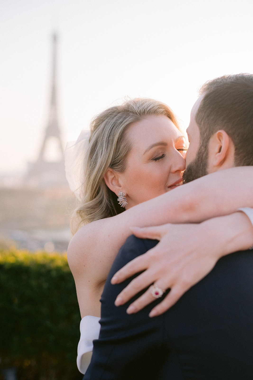 bride and groom kiss